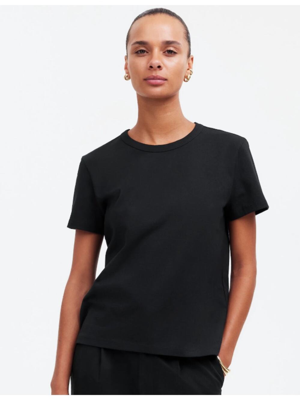 Madewell The Cotton Perfect Crewneck Tee WMNS S Black Short Sleeve Allday Jersey